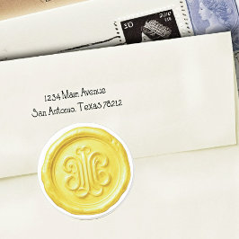 Faux Wax Seal Deep Impression Lemon Yellow Runder Aufkleber