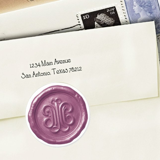 Faux Wax Seal Deep Impression Purple Runder Aufkleber (Von Creator hochgeladen)