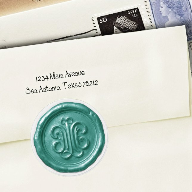 Faux Wax Seal Deep Impression Teal Blue  Runder Aufkleber (Von Creator hochgeladen)