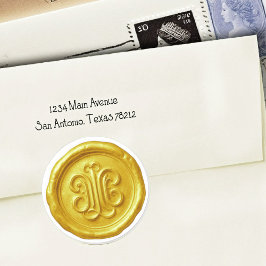 Faux Wax Seal Deep Impression Yellow Runder Aufkleber