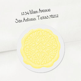 Faux Wax Seal, Lemon Yellow Runder Aufkleber