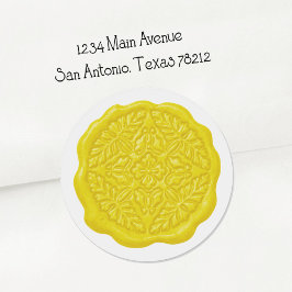Faux Wax Seal, Lemony Yellow Runder Aufkleber