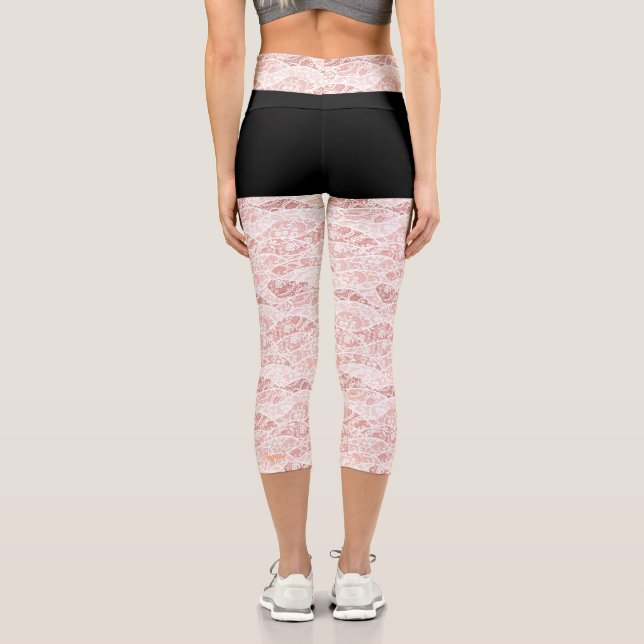Faux White Lace Fishnet Capri Leggings (Verso)