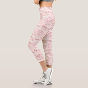 Faux White Lace Fishnet Capri Leggings Cadeau
