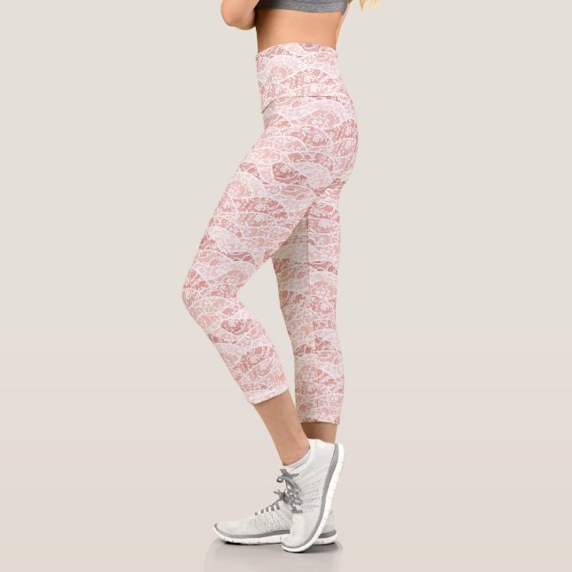 Faux White Lace Fishnet Capri Leggings Cadeau (Gauche)