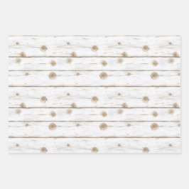 Faux White Wood Starfish Christmas Geschenkpapier Set