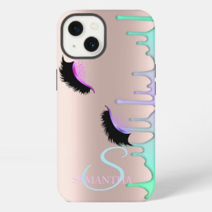 Faux Wimpern Regenbogen-Tropfen Roségold iPhone Hülle