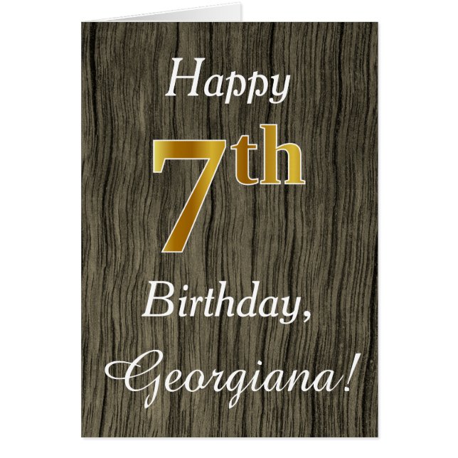 Faux Wood, Faux Gold 7e anniversaire + Nom personn (Devant)