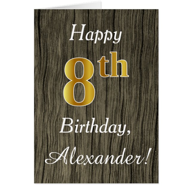 Faux Wood, Faux Gold 8e anniversaire + Nom personn (Devant)