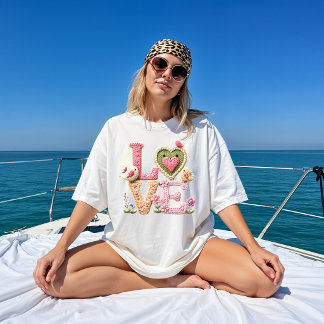 Faux-Yarn-Gestrickte "LOVE"  Tri-Blend Shirt