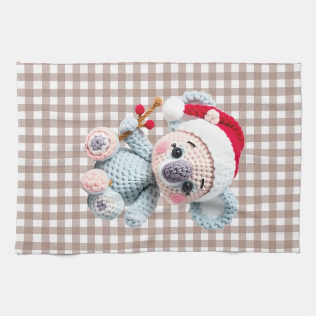 Faux Yarn Notch-Hook Koala Christmas Design Geschirrtuch (Horizontal)