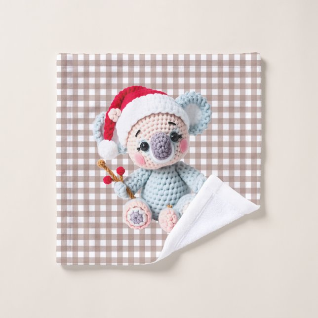 Faux Yarn Notch-Hook Koala Christmas Design Waschlappen (Waschlappen)