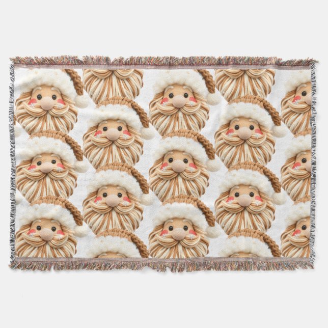 Faux yarn notch-hook Santa face Christmas Decke (Vorderseite)