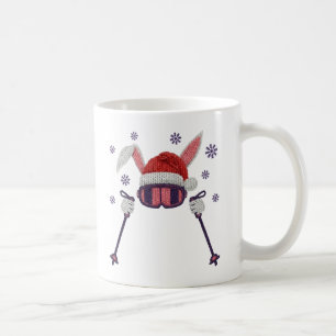 Faux-Yarn-Ski-Hase mit Santa-Hut Winter-Humor Kaffeetasse