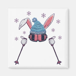 Faux-Yarn-Ski-Hase Winterhumor Magnet