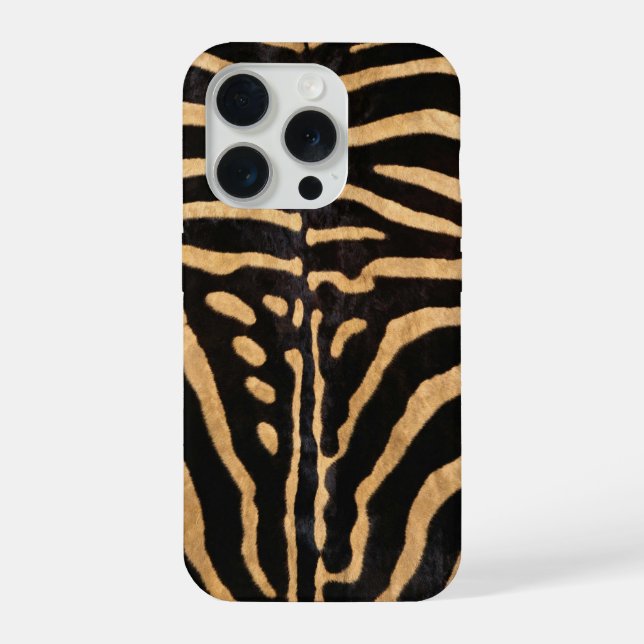 Faux Zebra Skin iPhone 15 Pro Hülle (Rückseite)