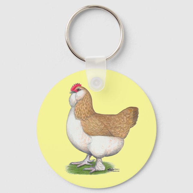 Faverolle Hen Schlüsselanhänger (Vorderseite)
