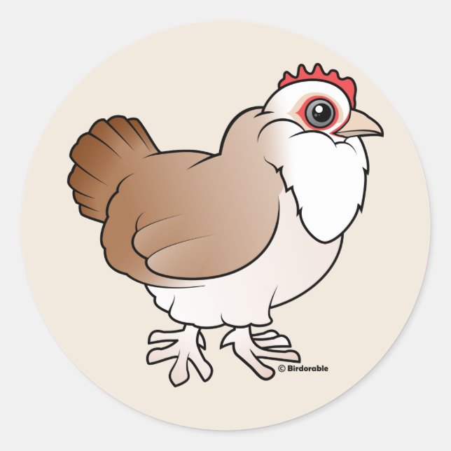 Faverolles Hen Runder Aufkleber (Vorderseite)