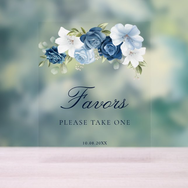 Faveurs de bapteme de mariage bleu poussiéreux flo (Neutre)