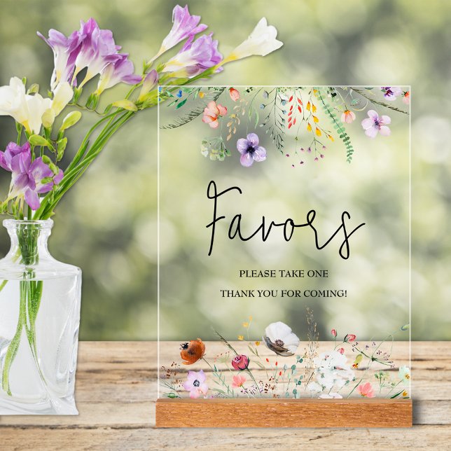 Faveurs de Fête des mariées fleur sauvage (Wildflowers bridal shower favors tabletop acrylic sign)