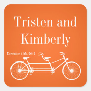Favor Aufkleber Whimsical Orange Doppel Fahrrad Bi