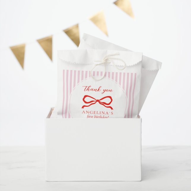 Favor Bags Elegant red birthday bow. Geschenktütchen (Party)