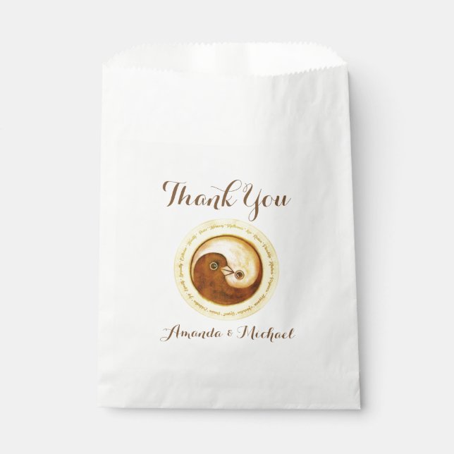 FAVOR BAGS gold YinYang Dove Harmomy Geschenktütchen (Vorderseite)