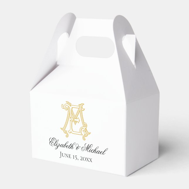 Favor Box EM Monogramm oder ME Monogramm Geschenkschachtel (Vorderseite)