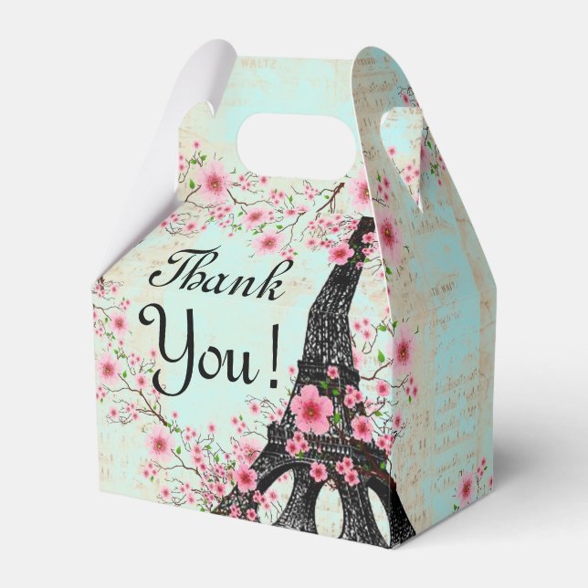 Favor Box Paris Eiffel Tower Aqua Blue Geschenkschachtel (Vorderseite)