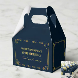 Favor Boxes Navy Gold Art Deco 80th Birthday Geschenkschachtel
