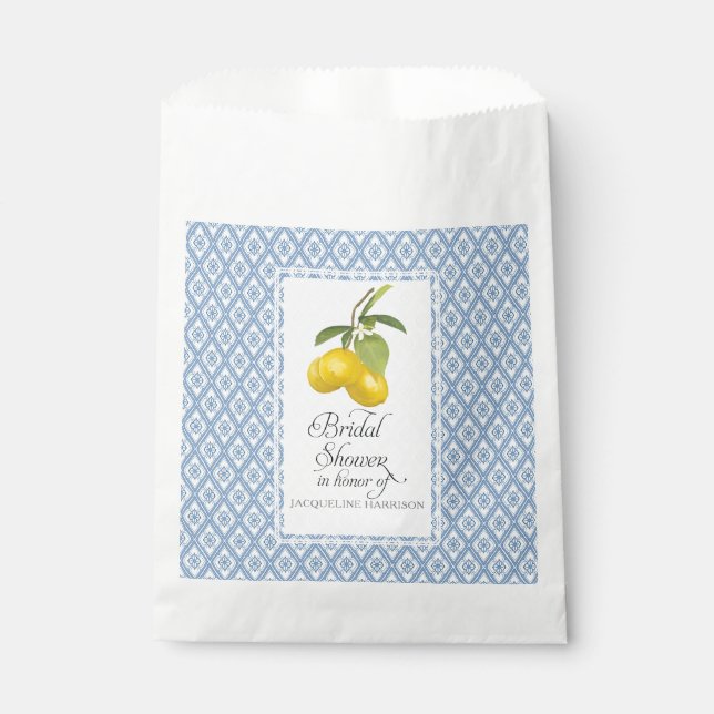 Favor Brautparty Boho Bauernhof Barn Lemon Blue Geschenktütchen (Vorderseite)