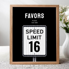 Favor party sign 16th Birthday Speed Limit  Poster