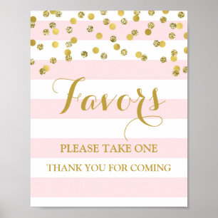 Favor Schild für Baby Shower Pink Streifen Gold Ko