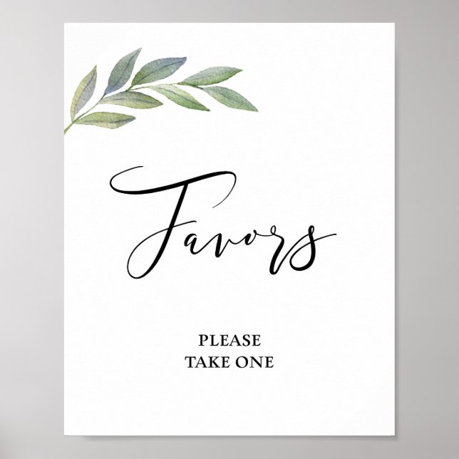 Favor Sign Olive Leaf Grüne Hochzeit Poster (Vorne)