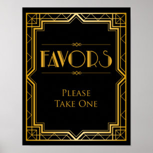 Favor Table Wedding Sign   Gatsby Art Deco Poster