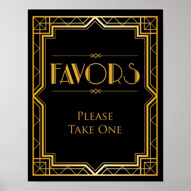 Favor Table Wedding Sign | Gatsby Art Deco Poster (Vorne)