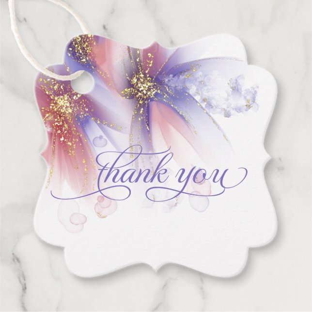 FAVOR TAG Rose Rosa Abstrakte Blüte Geschenkanhänger (Vorderseite)