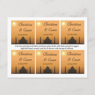 Favor Tags Taj Mahal Sunset Orange Yellow Temp Postkarte