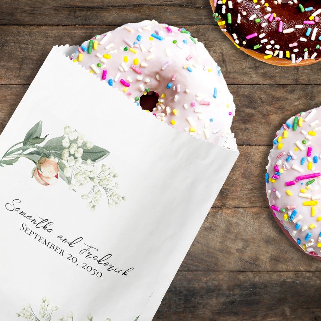 Favoriser les sacs (Pretty Peach floral wedding treat bag)