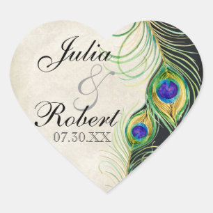 Favoriser Sticker Cadeau - Peacock Feathers Mariag