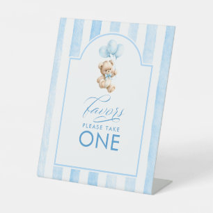 Favorisiert Süßer Teddybär Blaue Streifen Baby Sho Sockelschild