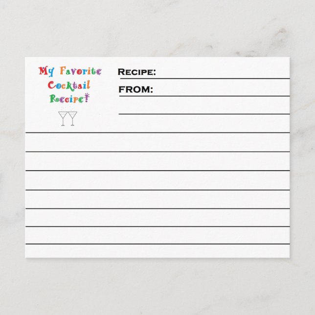 "Favorite Cocktail" Rezeptionskarten Postkarte (Vorderseite)