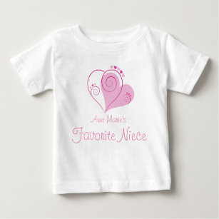 Favorite Niece Pink Hearts Name-Tante Baby T-shirt