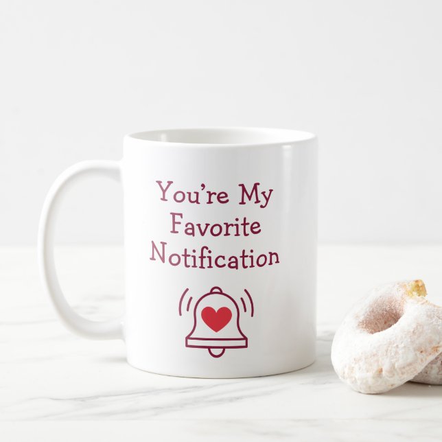 Favorite Notification Modern Bell Burgundy Red Kaffeetasse (Mit Donut)