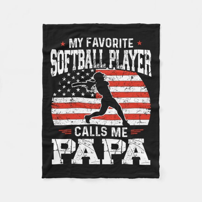 Favorite Softball Player ruft mich Papa Funny Fath Fleecedecke (Vorderseite)