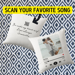 Favorite Song Music Playlist Foto mit Qr Code Kissen