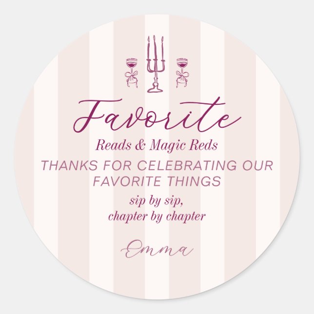 Favorite Things Holiday Book & Wine Club Party Runder Aufkleber (Vorderseite)