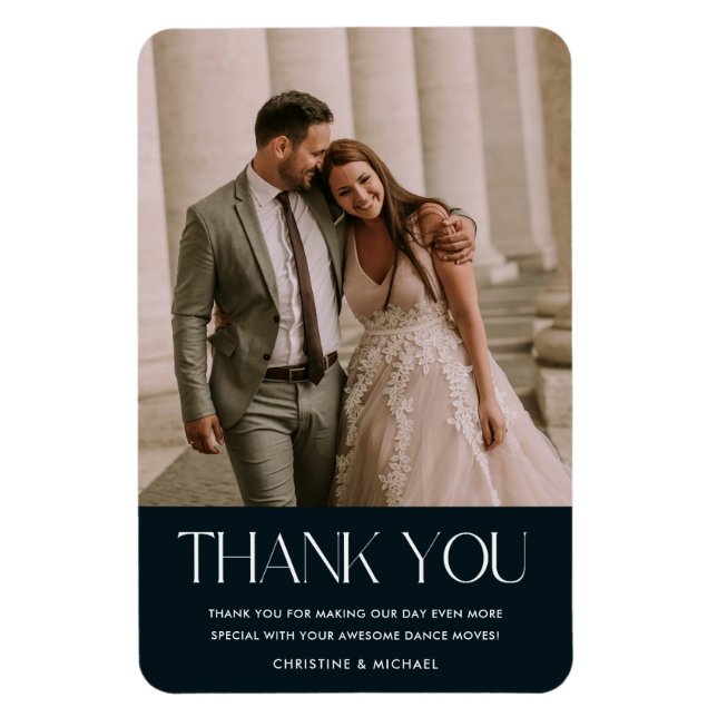 Favorite Wedding Foto Vielen Dank | Navy Blue Magnet (Vertikal)