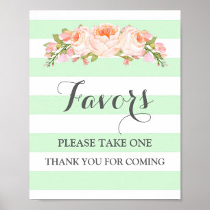 Favoriten Babyduschensignatur Minze Blume Streifen Poster