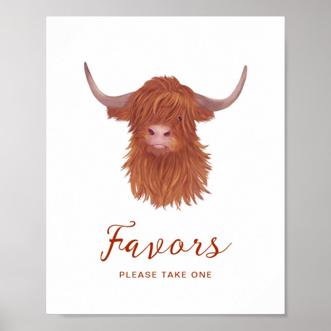 Favoriten für die Babydusche der Highland Cow Poster (Vorne)